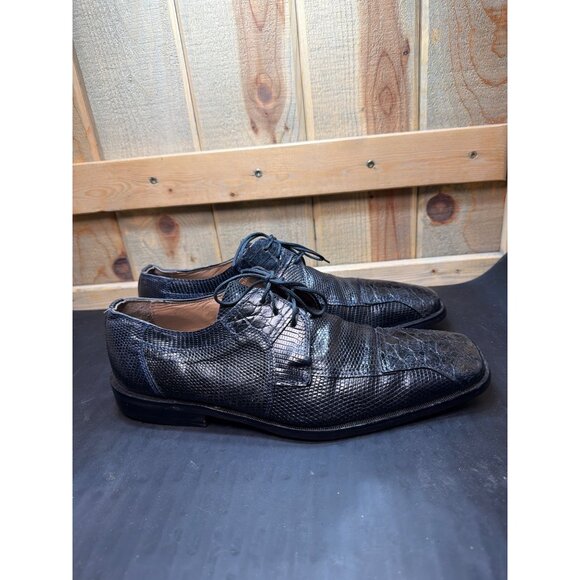 David Eden Genuine Crocodile & Lizard Skin Dress Shoes Dark Blue Size 10 Mens main image 4